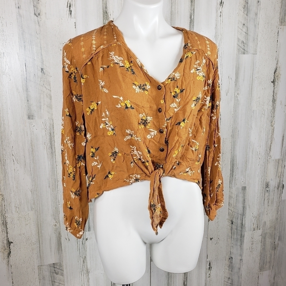 Rewind floral long sleeve front tie top size XL - Picture 4 of 8